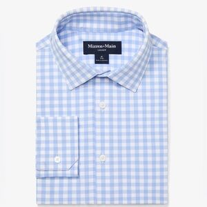 Mizzen + Main Leeward Dress Shirt in Light Blue Gingham